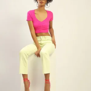 Mid Rise Cotton Green Denim