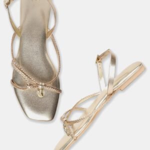 W Woven Design Square Toe Flat - Wlydia