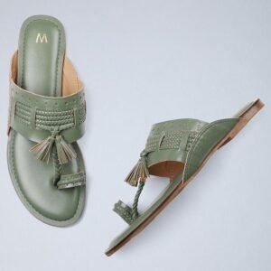 Green Braided Kolhapuri Flats