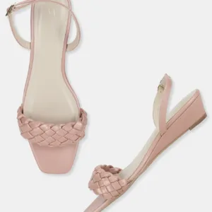 Rose Gold Square Toe Woven Design Wedge - W Chelsea