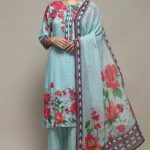 Turquoise Rayon Straight Suit Set