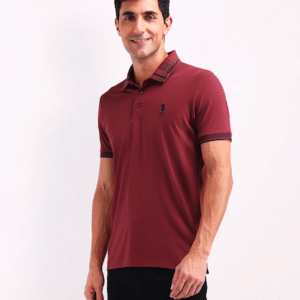 Solid Slim Fit Premium Red Polo Shirt
