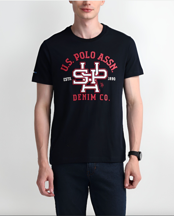 Mens Brand Interlock Printed Round Neck Cotton Slim Fit T-shirt