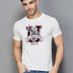 Men Solid White Round Neck Cotton Slim Fit T-Shirt