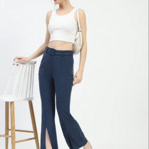 Teal Woven Bootcut Regular fit Mid-rise Women Trousers
