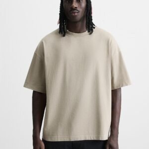 Zara oversized beige solid T-shirt