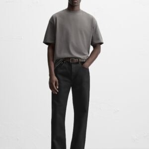 Zara washed grey oversized solid T-shirt